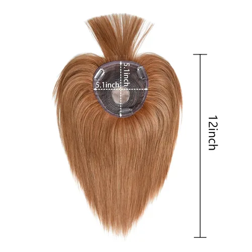 Vista 3 de viviaBella Extensiones de cabello humano con clip de cabello humano con flequillo, base de seda, flecos para pérdida de adelgazamiento, extensiones