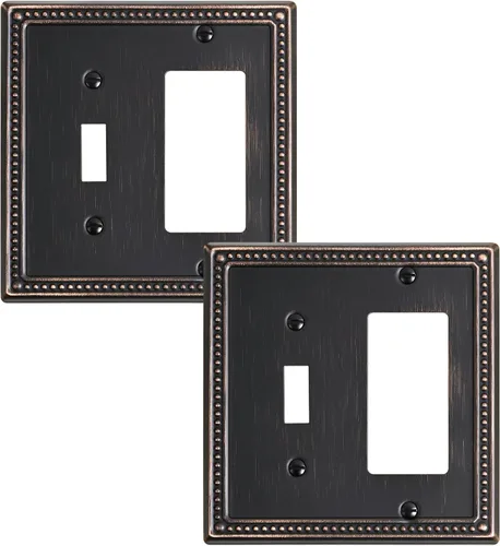 Vista 10 de Paquete de 2 cubiertas de placa de interruptor de luz de doble palanca, cubiertas decorativas de placa de doble interruptor Pearls, placa de pared
