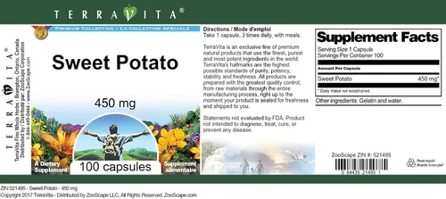 Vista 3 de Terravita Batata - 450 mg (100 Cápsulas, ZIN: 521495)
