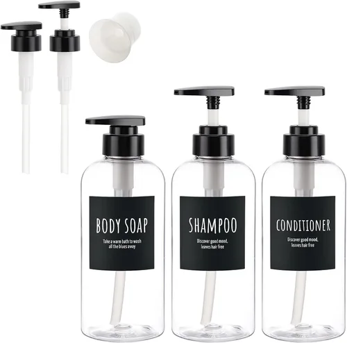Vista 12 de Segbeauty Dispensadores de champú y acondicionador, botellas de bomba recargables de 10 onzas para ducha, 10.1 fl oz, dispensador de champú para Azul
