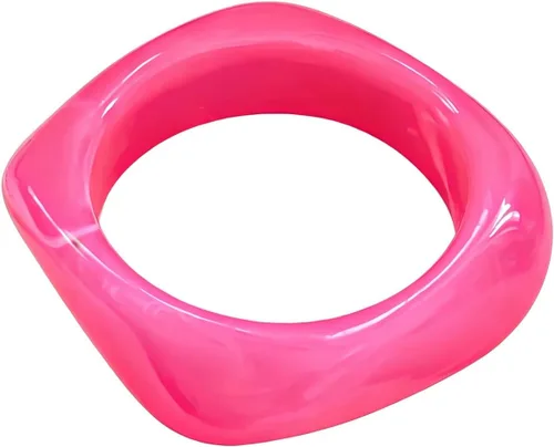 Vista 19 de Fuqimanman2020 Pulsera cuadrada irregular de resina acrílica retro colorida gruesa geométrica para mujer Verde