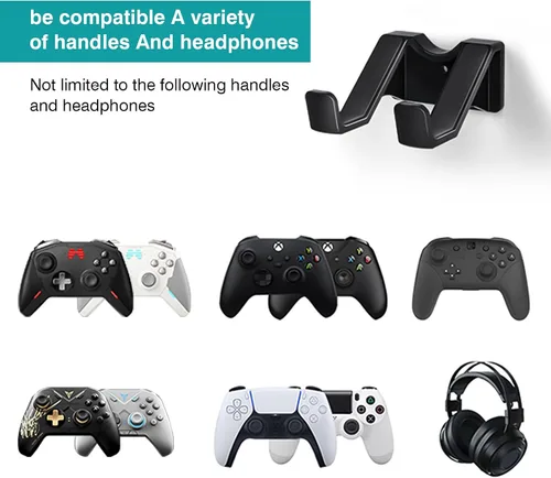 Vista 5 de Universal Game Controller Stand Wall Mount Holder, Plastic Hanger for Gaming Headset, Suit for PC Xbox Switch PS5 Controller Headphone Accessories