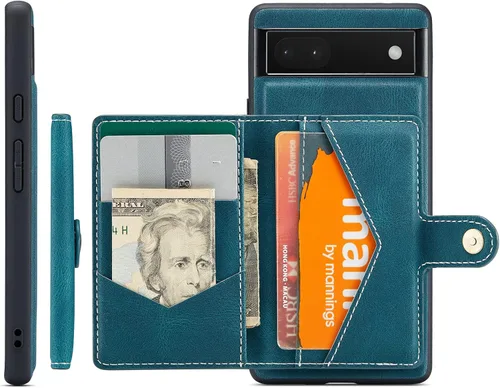 Vista 9 de Funda para Google Pixel 6 Pro, cartera magnética desmontable con ranura para efectivo, soporte de carga inalámbrica, función atril compatible