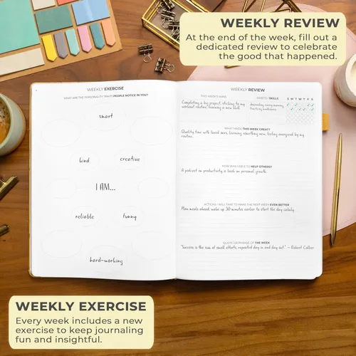 Vista 6 de Clever Fox Diario de gratitud grande – Diario de felicidad, positividad y afirmación – Cuaderno diario inspirador, 3 meses, 8.3 x 11 pulgadas