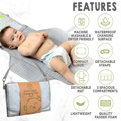 Vista 6 de KeaBabies Mochila para pañales y cambiador de pañales portátil, bolsas de viaje para bebés multifuncionales a prueba de agua, tapete cambiador