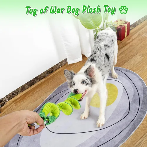 Vista 3 de VIWIK Juguetes interactivos chirriantes para perros, juguetes de peluche masticables para perros grandes, medianos y pequeños, juguetes inteligentes