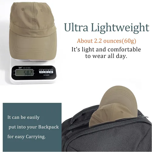 Vista 18 de Gorra de béisbol impermeable para hombre, sombrero de lluvia plegable para correr al aire libre, sombrero de pesca solar