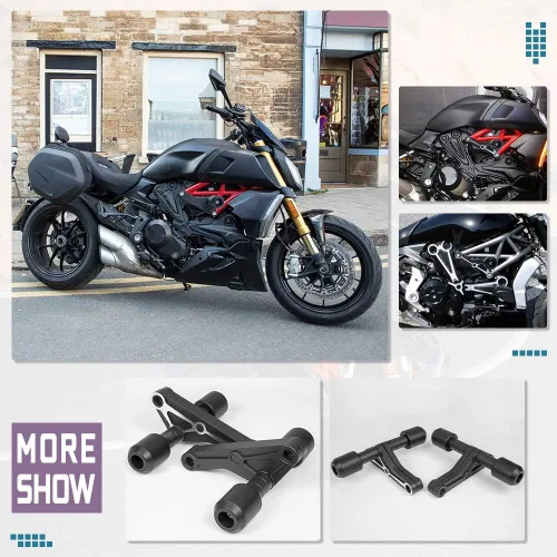 Vista 6 de Protector de motor deslizante de marco de acero inoxidable para motocicleta, almohadilla antichoque, carenado, kit de protector lateral para Du.cati