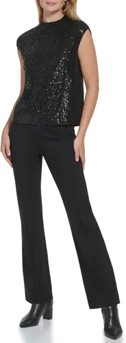 Vista 7 de Calvin Klein Elegante blusa sin mangas de malla con lentejuelas brillantes para mujer