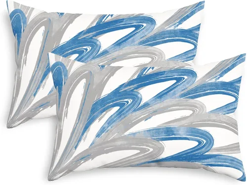 Vista 23 de CaliTime Juego de 2 fundas de almohada decorativas de vellón de dos tonos con plumas abstractas para sofá, cama, decoración de casa rural, 16 x 16