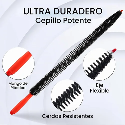 Vista 3 de Cepillo limpiador de ventilación de secadora, removedor de pelusas, cepillo largo y flexible para bobinas de refrigerador, 26 pulgadas, negro