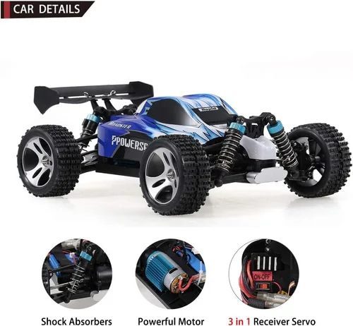 Vista 6 de GoolRC WLtoys A959 RC Car, 1:18 Escala 2.4Ghz Vehículo de Control Remoto Camiones todoterreno, 4WD 45KM/H Carreras de Alta Velocidad Buggy Car RTR