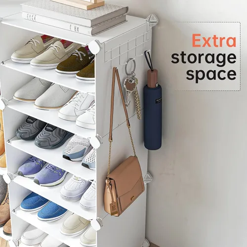 Vista 2 de MAGINELS Zapatero de almacenamiento de zapatos, estante de plástico para zapatos, organizador para armario, pasillo, dormitorio, entrada
