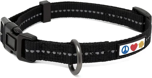 Vista 5 de Pawtitas Value Bundle - Arnés para perro reciclado reflectante mediano + collar de perro reciclado reflectante medio + correa reciclada reflectante
