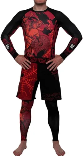 Vista 6 de Hardcore Training Pantalones de compresión para hombre, mallas de entrenamiento, capa base, boxeo, correr, muay thai, MMA, no Gi BJJ