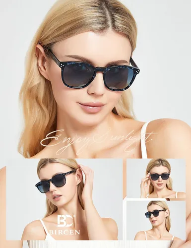 Vista 53 de Gafas de sol polarizadas para mujer con protección UV para mujer, a la moda, grandes sombras con marco de acetato BC2110