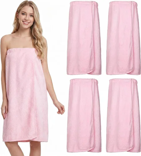 Vista 12 de 4 toallas envolventes para mujer, bata de spa con cierre ajustable, parte superior elástica, envoltura ligera para baño y ducha