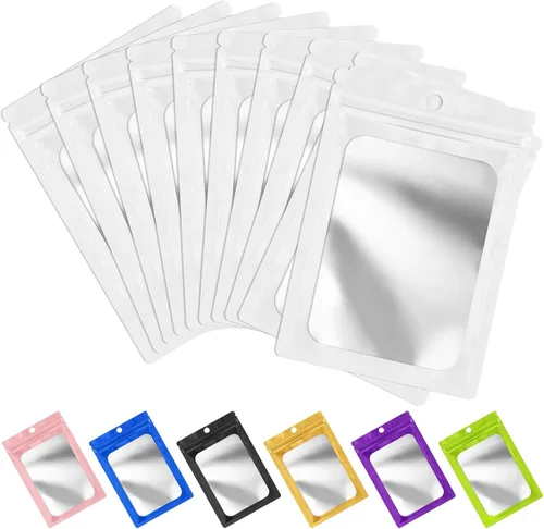 Vista 16 de FUNFERY - Paquete de 100 bolsas resellables de Mylar con ventana transparente esmerilada, bolsa con cremallera a prueba de olores