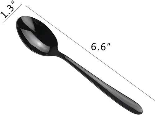 Vista 2 de Vababa 16 cucharas de postre de acero inoxidable, 6.6 pulgadas, color negro