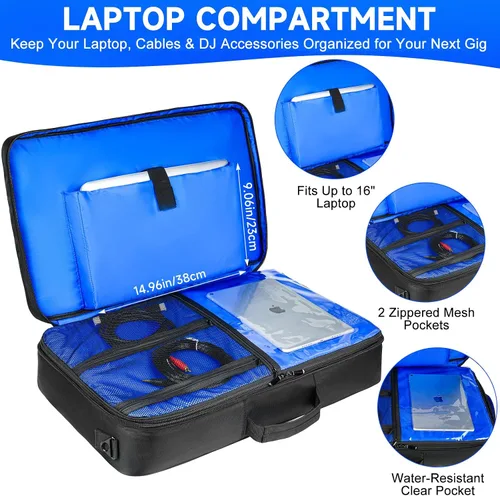 Vista 4 de Funda para controlador de DJ compatible con Pioneer DDJ-FLX4/DDJ-REV1 Negro&azul