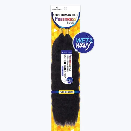 Vista 3 de FreeTress - Trenzas de cabello humano, súper a granel de 18 pulgadas (1 negro azabache)