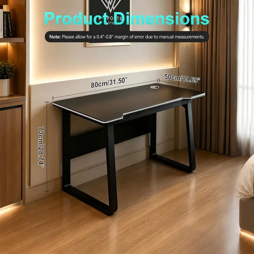 Vista 2 de Escritorio para videojuegos, mesa de escritura para computadora, estilo simple, de madera, portátil, adecuado para el hogar, la oficina