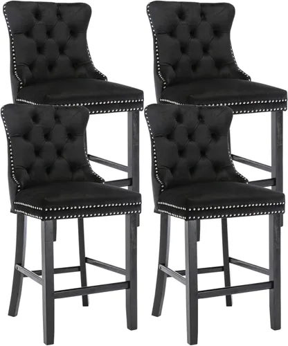Vista 22 de Juego de 2 taburetes de bar con altura de mostrador, asiento de 26.3 Taburetes de bar beige