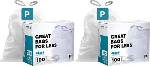 Vista 9 de Plasticplace Bolsas de basura de ajuste personalizado, compatibles con simplehuman Code P (100 unidades) forros de basura blancos con cordón de 13 a
