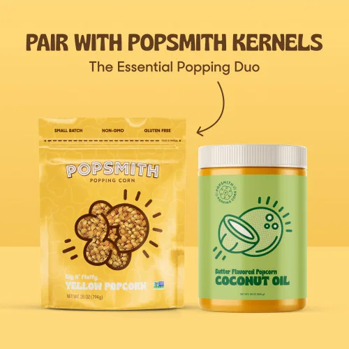 Vista 8 de Popsmith Aceite de coco con sabor a mantequilla de palomitas de maíz, aceite de palomitas de maíz de 30 onzas, hace palomitas de maíz estilo cine
