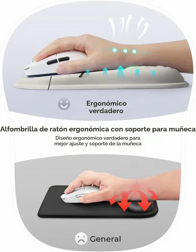Vista 4 de Alfombrilla de mouse ergonómica con bonito diseño de gato negro, para aliviar el dolor del túnel carpiano, área de mouse 65% utilizable