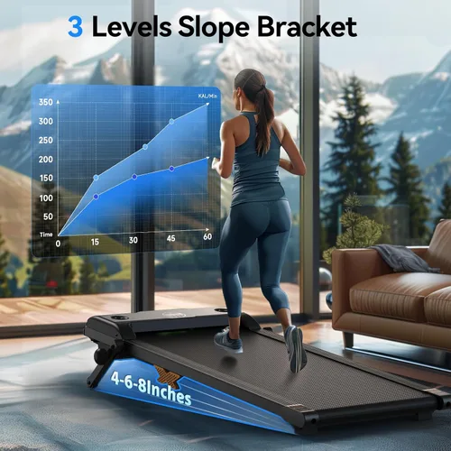 Vista 4 de Walking Pad with Incline, 2.5HP Under Desk Treadmill, 3 in 1 Portable Treadmill with Remote Control, LED Display, Hidden Safety Switch, Mini Walking