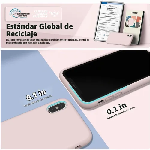 Vista 4 de SURPHY Diseñada para iPhone Xs y iPhone X con forro de microfibra, funda gruesa de silicona líquida para iPhone X XS de 5.8 pulgadas, color rosa bebé