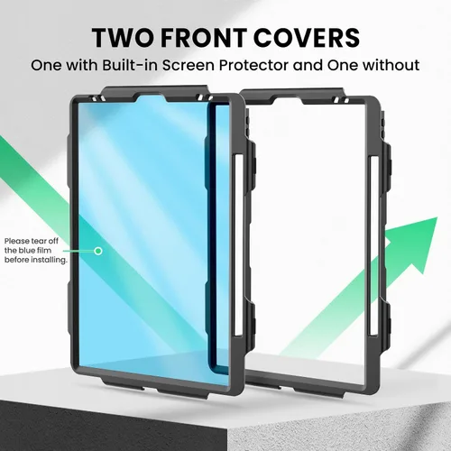 Vista 7 de SEYMAC Funda para iPad Pro 12.9 2022/2021/2020/2018, resistente protección a prueba de golpes con protector de pantalla, soporte giratorio de 360°