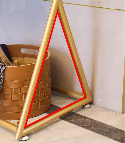 Vista 7 de Perchero resistente de un solo riel para ropa, riel de metal dorado para dormitorio y sala de estar, base triangular, perchero de gran capacidad