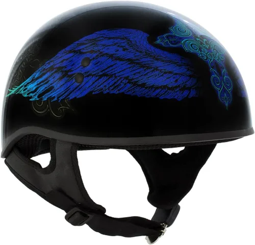 Vista 5 de Hot Leathers HLD1045 - Casco negro brillante 'Cross De Lis' avanzado aprobado por DOT para hombres y mujeres motoristas