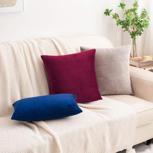 Vista 26 de HWY 50 fundas de almohada decorativas de terciopelo sólido para sofá, sala de estar., Terciopelo, gris, 20x20 pulgadas