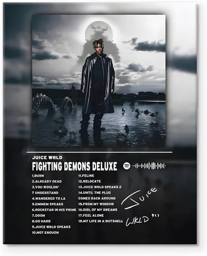 Vista 20 de Juice Wrld - Arte de Lienzo para Pared, Impresión de Póster de Portada de Álbum de Música, Póster de Rapero Cantante Arte Enmarcado, Arte de Lienzo