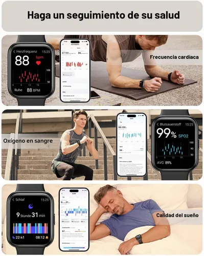 Vista 4 de Tensky Reloj inteligente para hombres/mujeres, Android, iPhone/Samsung, Alexa integrado, pantalla táctil de 1.8 pulgadas, rastreador de actividad