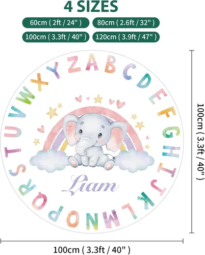 Vista 2 de Alfombra de juego para bebé con nombre personalizado: alfombra de área personalizada con diseño del alfabeto para bebé, niña y niño, alfombra