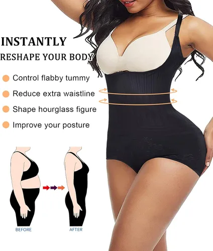 Vista 4 de SDRELA Bragas moldeadoras con control de abdomen para mujer con busto abierto moldeadoras de cuerpo