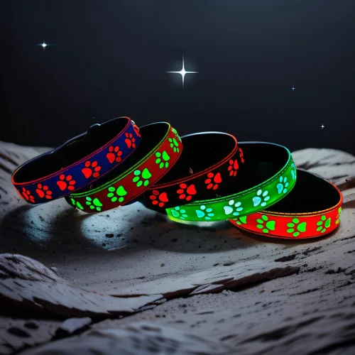 Vista 5 de Collar de perro con luz LED USB-C, diseño 3D, material cómodo y suave, iluminación multicolor, collar de perro nocturno (PW-verde, XS