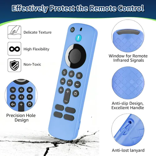 Vista 4 de Wevove (newestmodel) Funda protectora suave para control remoto, antideslizante, a prueba de golpes, funda protectora de silicona con cordón que