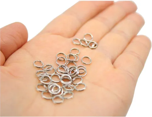 Vista 3 de 200 piezas de anillos divididos de metal de 0.236 in chapado en níquel pequeño llavero parte de anillo para manualidades de adorno, plata