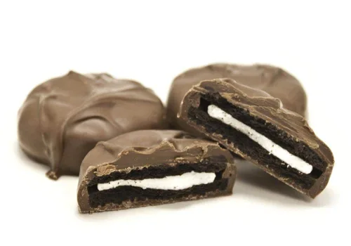Vista 4 de Asher's Chocolates, Galleta de sándwich cubierta de chocolate, golosinas gourmet cubiertas de chocolate, pequeños lotes de chocolate kosher