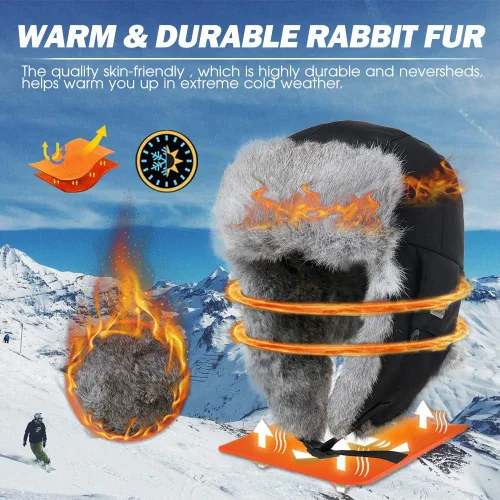 Vista 3 de Comhats Gran XL Trapper Trooper Caza Cálido Oído Solapa Rusia Ushanka Invierno Esquí Clima Frío Bombardero Sombreros para Hombres