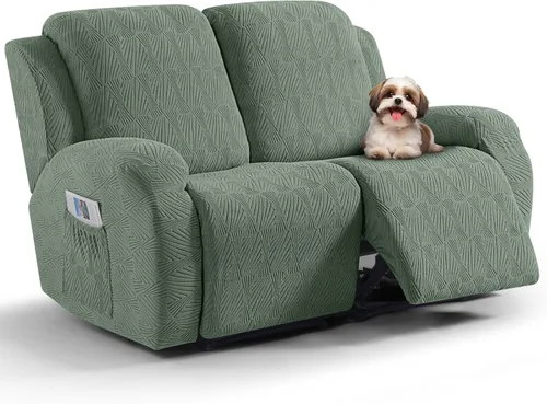 Vista 15 de VANSOFY Fundas para sillas reclinables, 4 piezas, elásticas, de tela jacquard, suave funda para silla reclinable, protector de muebles con parte