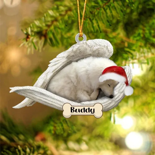 Vista 82 de Afghan Hounds - Adorno de Navidad con alas de ángel durmiente, recuerdo personalizado para perros 2024, adorno de forma acrílica, regalos