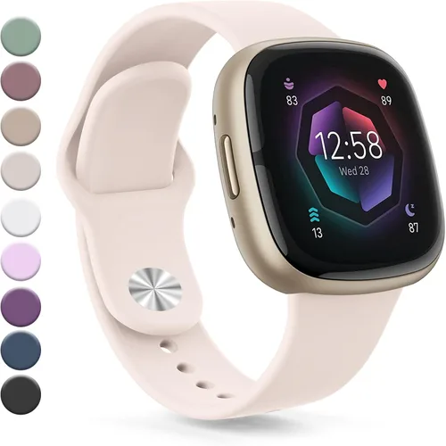 Vista 13 de Correa compatible con Fitbit Sense 2 / Sense Bands, Fitbit Versa 4 / Versa 3 bandas para mujeres y hombres, correa de repuesto de silicona suave