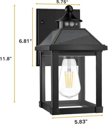 Vista 6 de Luces de Aplique Solar para Exteriores Montaje en Pared Luz Solar para Porche Exterior Impermeable con 3 Modos de Iluminación y Sensor de Movimiento