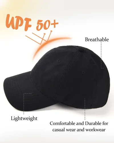 Vista 4 de FURTALK Gorra de béisbol para hombre y mujer, 100% algodón lavado, gorra suave, ajustable, unisex, sin construir
